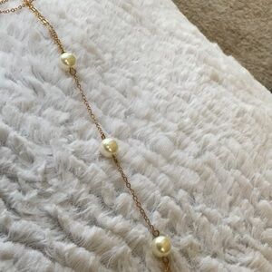 Gold Layered Pearl Drop Necklace / body jewelry